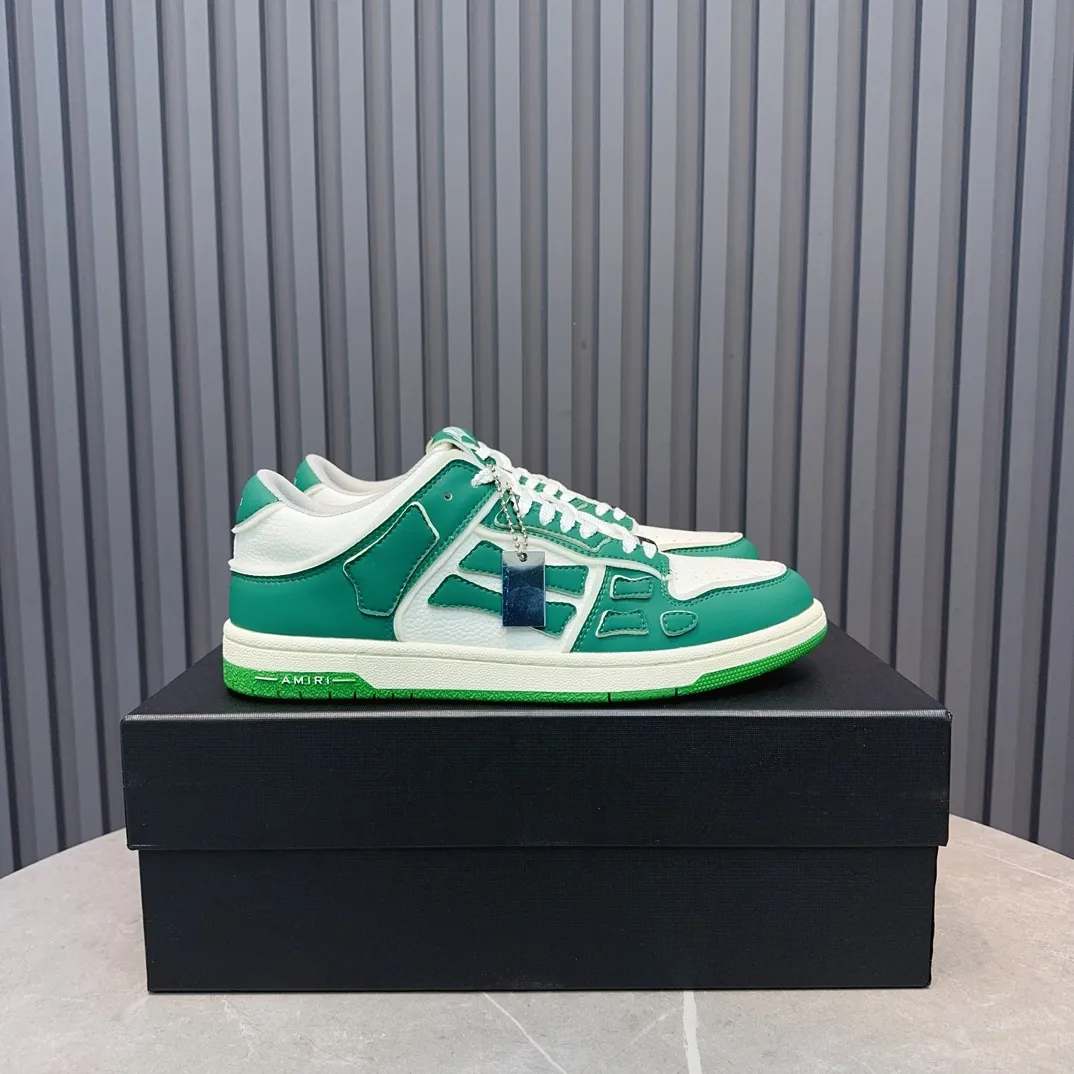 Men's men's shoes 💰600 AMIRI high street sneakers with bone sports shoes, toe layer cowhide upper, upper side bones, hand-stitched, good three-dimensional effect, customized metal LOGO, size 38-45 46